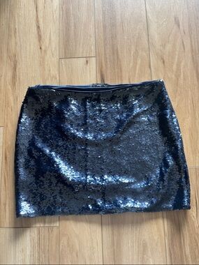 Mango Blue Sequin Mini Skirt